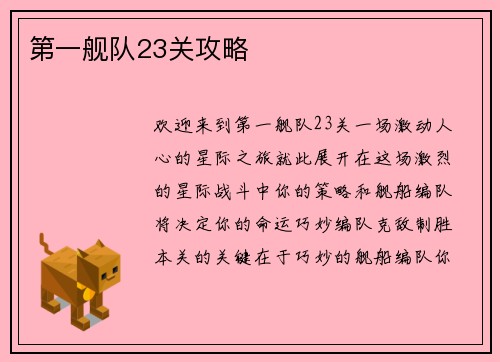 第一舰队23关攻略
